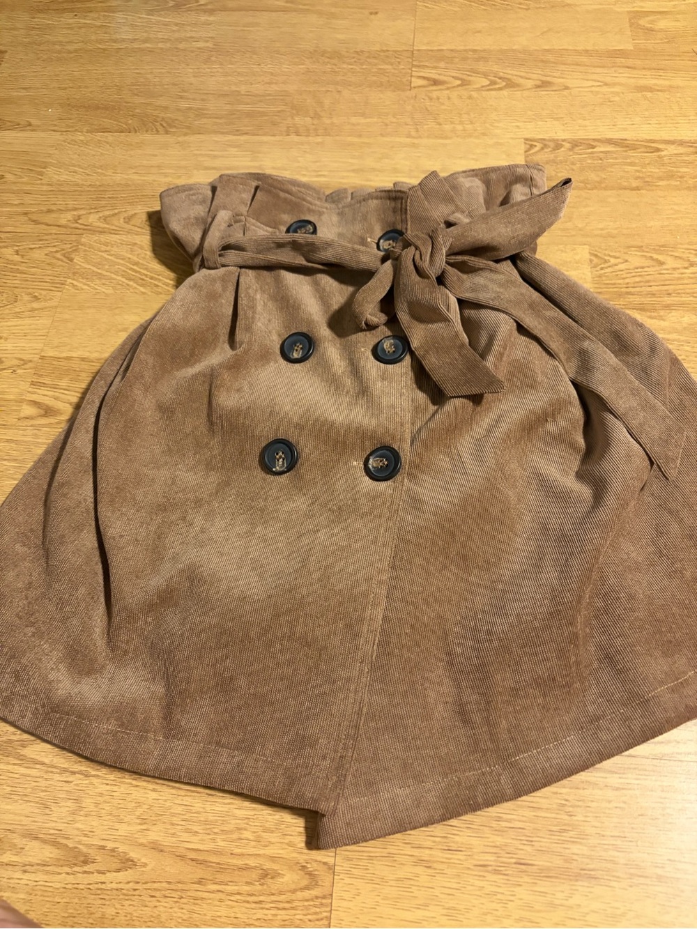 Altar'd State Brown Corduroy Paperbag Skirt with Tie Belt - size M